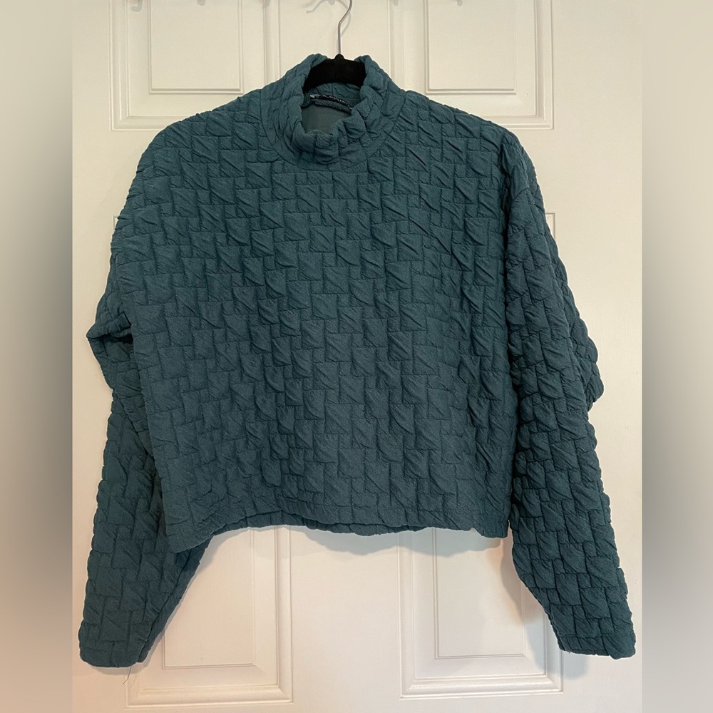 ZARA textured sweatshirt, blue/teal, size S
